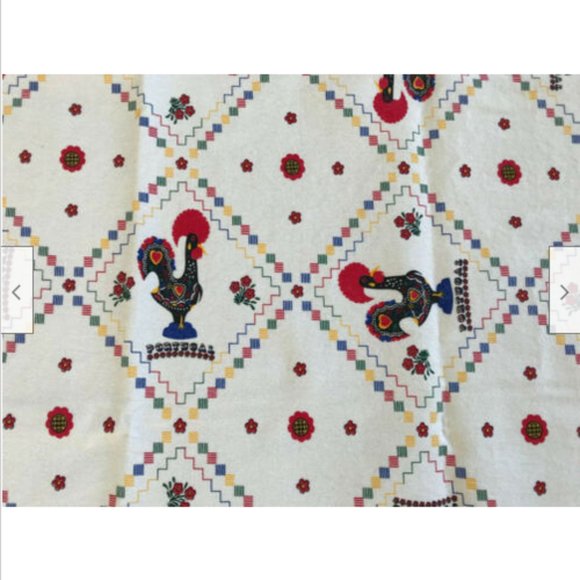Portugal Rooster Print Tablecloth 34x40" Texteis Lar 100% Cotton - Picture 1 of 5